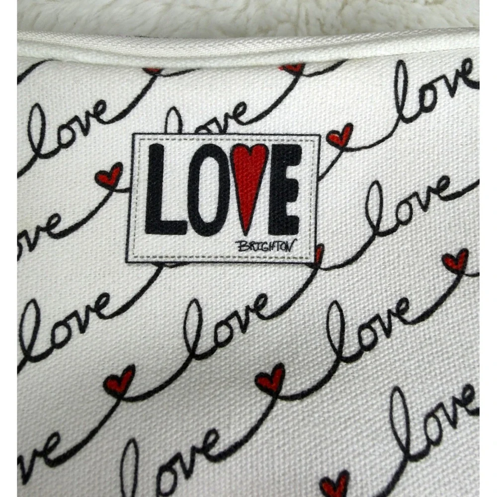 Brighton Love Scripted Canvas Crossbody Camera Bag Heart Striped Sporty Travel
